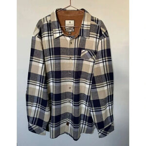 Buck Camp Legendary Whitetails Mens Button Down Flannel Shirt Blue Sz 3XL